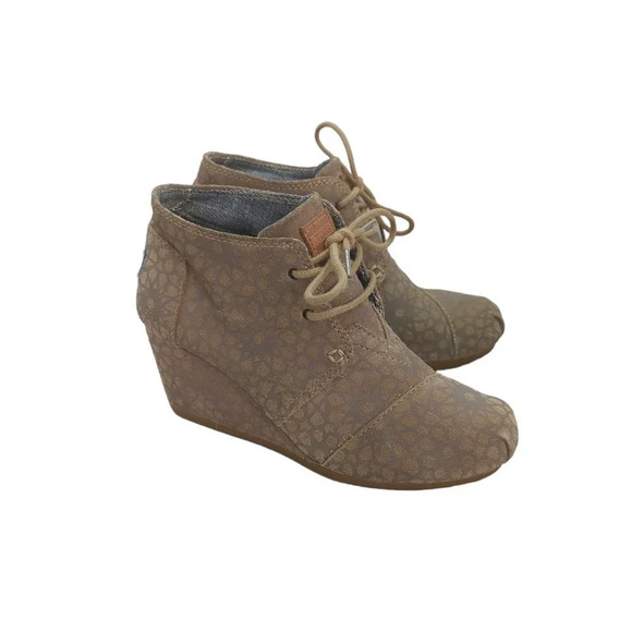 Toms Lace Up Wedge Booties - Picture 1 of 5